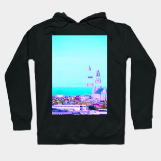 Reykjavik Iceland Hallgrimskirkja Cathedral Vaporwave Glitch Art Hoodie